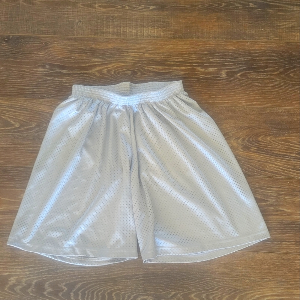 BASIC CONCEPTS Silver Mesh Athletic Shorts Boy Medium